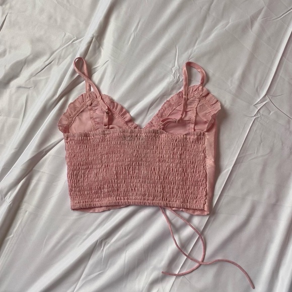 SOLD pink satin tie front western style shirt!! - Picture 3 of 5